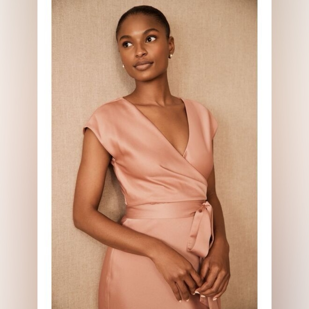 BHLDN Blush Pink Midi Wrap Dress - Picture 4 of 9